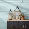 Natural Wood and Metal Lantern (Set Of 2) – Rustic Frame Design – 31 Inch Height – For Indoor Candle Display – By Melrose - 2 of 3