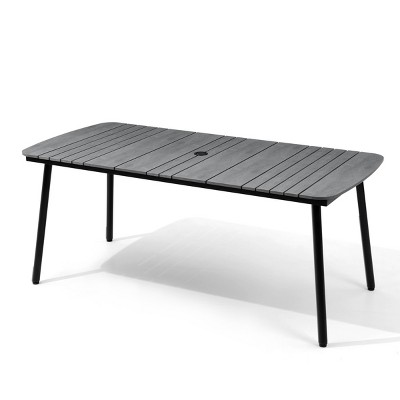 Pellebant 1.8m Patio Dining Table 4-6 People Durable WPC Tabletop Aluminum Frame Indoor/Outdoor Dining Table for Backyards Poolside Gardens