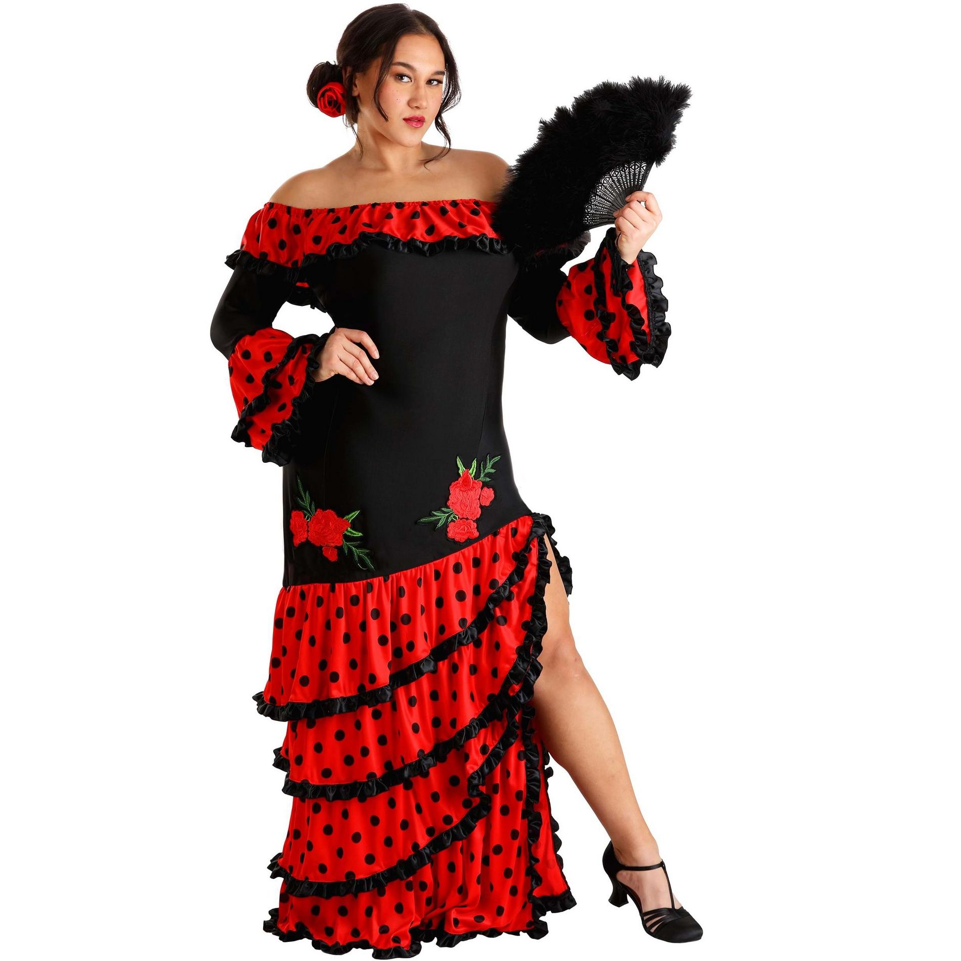 HalloweenCostumes.com 2X Women Plus Size Women's Spanish Senorita | Spanish Costumes, Black/Red