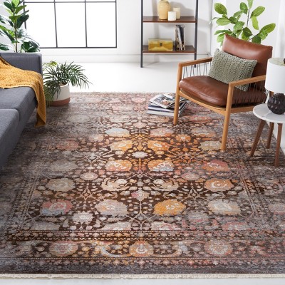 Large Rectangular Brown and Multi Synthetic Persian Rug