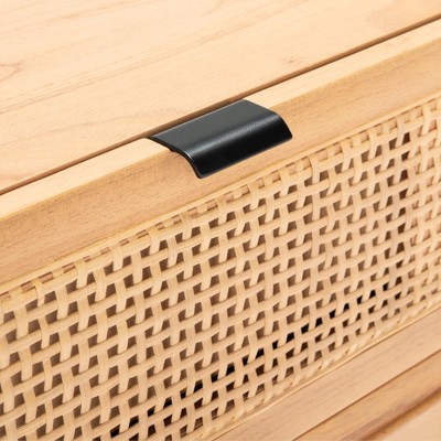 Coastal Charm Rattan Nightstand with 2 Drawers and Retro Legs - Natural