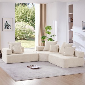 Oversized 103.5" Boucle Foam-Filled Modular Sectional Sofa, 3-Piece Free Combination, No Assembly Required - 1 of 4