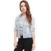 INSPIRE CHIC Women's Regular Fit Layered Drawstring Hood Denim Jacket with Pockets - 2 of 4