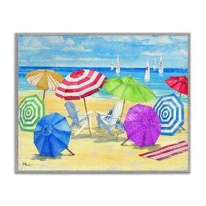Stupell Industries Umbrella Coast Vibrant Beach Landscape, 20" x 16" - 1 of 4