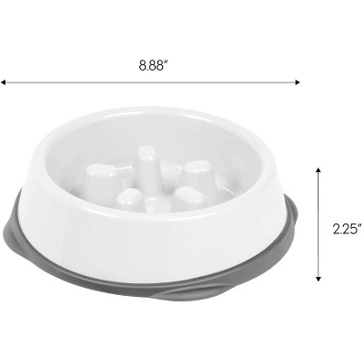 White and Gray Slow Feeder Pet Bowl with Non-Slip Base