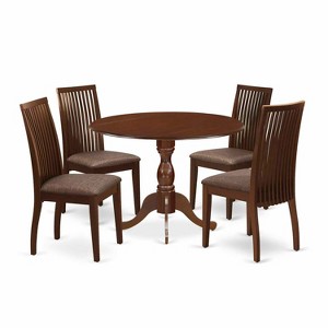 HomeStock 5-Piece Mahogany Finish Solid Wood Top Dining table with 4 Chairs - 1 of 4