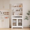TackView 62" Pantry Cabinet with Storage Drawers Kitchen Bar Cabinet with 3-Tier Open Shelf Microwave Stand Glass Door Cupboard for Dining Living Room - 2 of 4