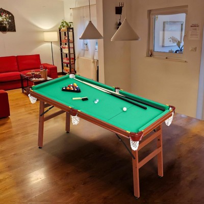 Portable Folding Pool Table for Kids and Adults - Complete Accessories Set with 2 Cue Sticks, 16 Balls, Triangle Rack, Chalk