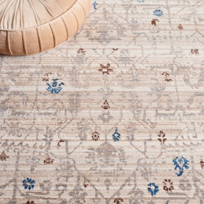 Ivory and Light Grey Hand-Knotted Synthetic 6' x 9' Rug
