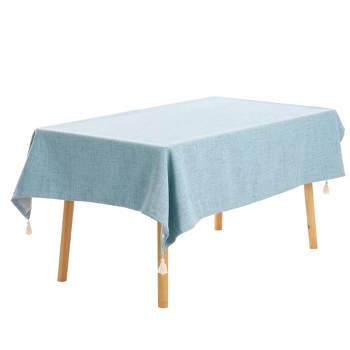 Unique Bargains Tassels Wrinkle-Resistant Washable Cotton Linen Tablecloth 1 Pc