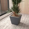 LeisureMod Blossom Fiberstone Tapered Square Planter Pot with Drainage Holes, Weather-Resistant for Indoor/Outdoor Use - 3 of 4