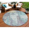 Teal Blue And Ivory Abstract Washable Indoor Outdoor Area Rug - 2 of 4