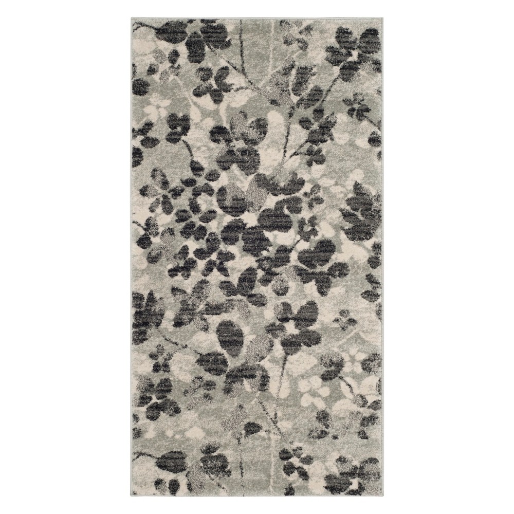 2'2inx4' Floral Accent Rug Gray/Black - Safavieh