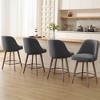 Bekrvio 26'' Counter Height Swivel Bar Stools Set of 4 —Backs and Wood Legs,Linen Fabric/PU Leather Upholstered Barstools for Kitchen Island - 4 of 4