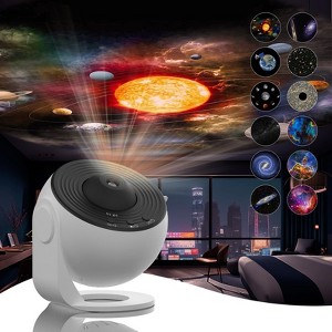 Aukfa 4K Galaxy Projector - 12 Replaceable Star Discs, Night Light for Bedroom, Kids & Home Theater | Timed Starry Sky Ceiling Projector, Room Decor - 1 of 4