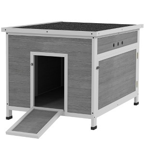 PawHut Duck Coop, Wooden Duck House with Openable Roof, Removable Floor, Double Doors, Ramp, for Ducks, Geese, Rabbits, Chickens - 1 of 4