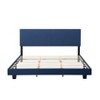 DOMETOUR King Size Platform Bed Frame with Upholstered Headboard and wood slats support Navy Blue - 2 of 4