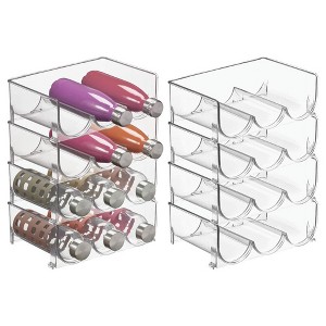 mDesign Plastic Free-Standing Stackable 3 Bottle Storage Rack, 8 Pack, Clear - 1 of 4