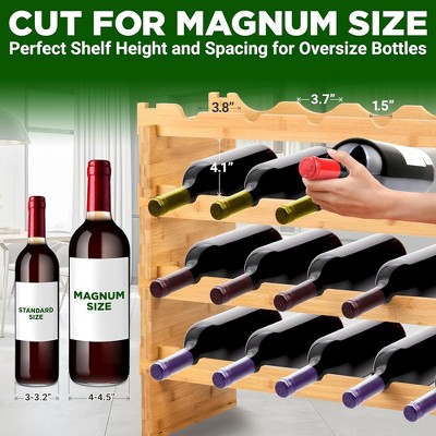 Natural Bamboo 4-Tier 24-Bottle Stackable Wine Rack