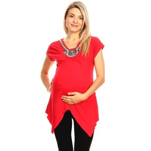 Maternity Myla Embellished Tunic Top - White Mark - 1 of 3