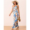 Seta T Women's Summer V Neck Boho Sleeveless Adjustable Spaghetti Strap Floral Maxi Sundress - 3 of 4