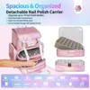 SAVILAND Nail Polish Organizer Bag: PU Leather Nail Kit Organizer (D-Holographic Pink) - 3 of 4