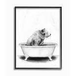 Stupell Industries Bear In A Tub Funny Animal Bathroom Drawing