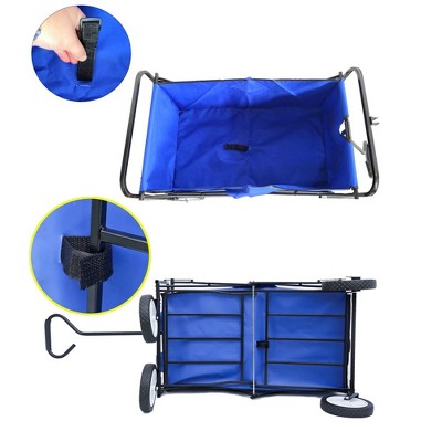 Blue Heavy-Duty Folding Utility Wagon Cart