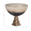 Decorative Two-Tone Glass Bowl with Stand for Coffee Table Decor - Contemporary Kitchen Counter or Centerpiece Table Decoration - 11", Ivory & Blue - 4 of 4