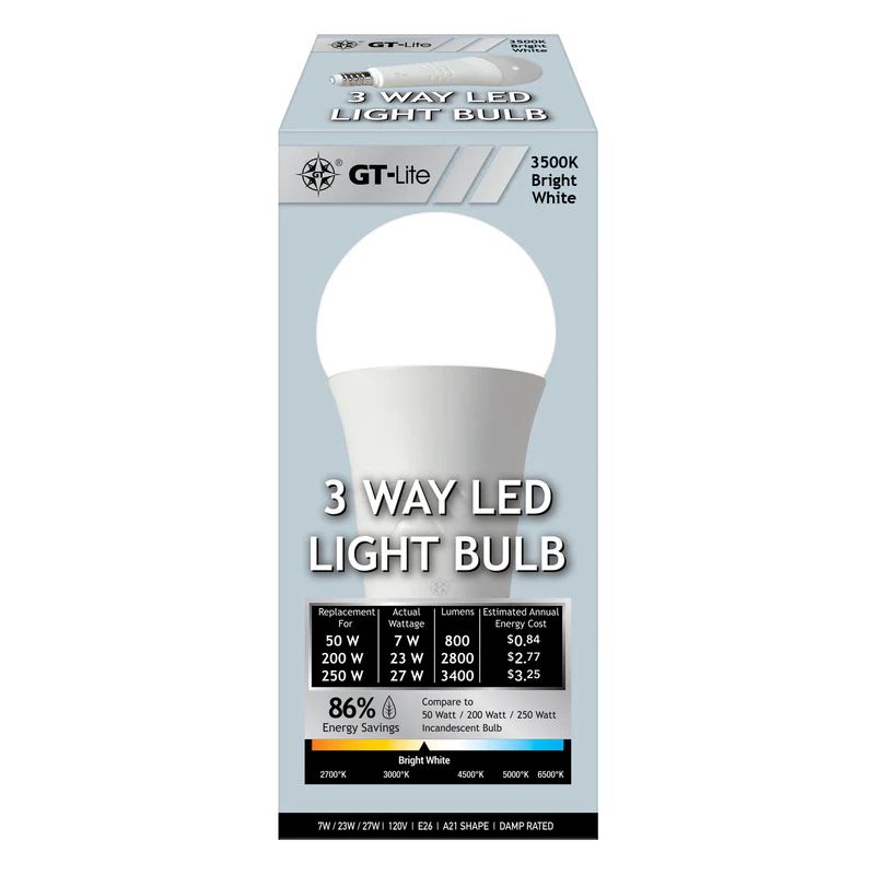 6-Pack 3400 Lumen LED A21 3-Way Bulb 50-200-250W  Bright white/Daylight/Soft white, 4 of 7