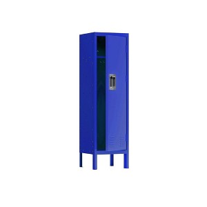 Single Tier Locker Steel Storage Cabinet With 2 Separate Compartments For Home Office School Gym Bedroom, Blue - 1 of 4