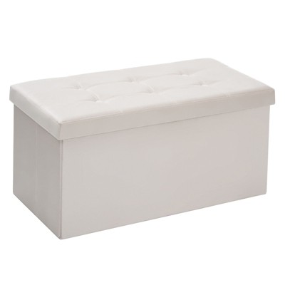 DUMOS 30" Foldable Storage Ottoman Bench - Grey Linen, Padded Seat, Holds 660lbs, For Bedroom Or Living Room - View #2