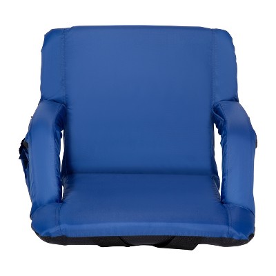 Set of 2 Blue Polyester Reclining Stadium Chairs with Armrests