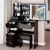 Syemin Vanity Tables Left Drawer Desktop Vanity Table with Cushioned Stool, Makeup Vanity with Drawer Bedroom Dressing Table, Black, 37"*15.7"*54" - 4 of 4