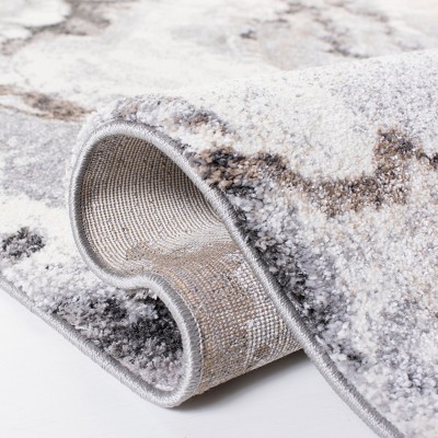 Abstract Gray Shag Runner Rug 2'2" x 9' - Easy Care Synthetic