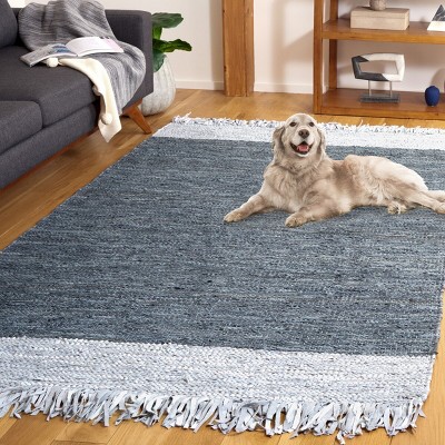 Handmade Light Grey and Dark Grey Cowhide Area Rug
