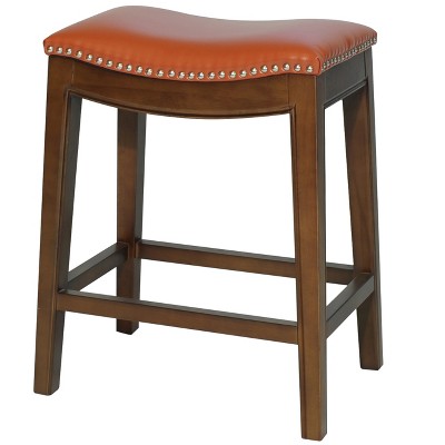 New Pacific Direct Elmo Bonded Leather Counter Stool, Pumpkin