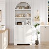 72'' Arched 5-Tier Bookcase w/ Doors & Adjustable Shelves, Wood Storage Cabinet for Living Room, Bedroom, Office - 2 of 4