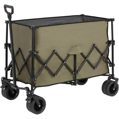RISOKEYS Collapsible Wagon 220lbs Capacity,300L with Big All-Terrain Beach Wheels & Automatic Rebound Handle for Camping,Gardening,Shopping