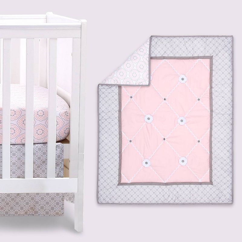 The Peanutshell Princess Baby Crib Bedding Set, Pink/Gray - 3pc, 1 of 6