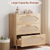 3 Drawer Rattan Dresser for Bedroom, Rattan Modern Dresser Wood Chest of Drawers, Wooden Storage Cabinets for Bedrooms, Living Rooms, Natural - 3 of 4