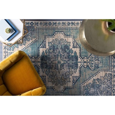 Rectangular Gray Stain-Resistant Synthetic Area Rug