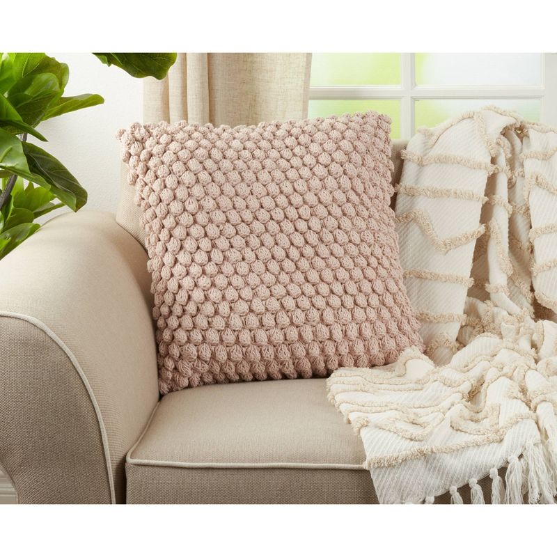 20"x20" Oversize Down Filled Crochet Pom-Pom Square Throw Pillow - Saro Lifestyle, 4 of 8
