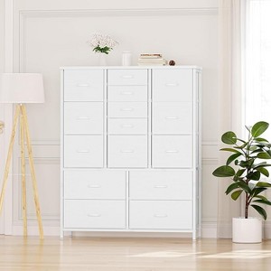 15-Drawer Fabric Storage Tower with 3 Sizes, Heavy-Duty Metal Frame, Anti-Tip Kit, Tool-Free Assembly, for Nursery, Bedroom, Closet - 1 of 4