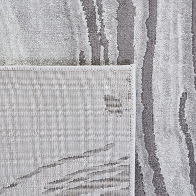 Light Grey Abstract Hand-knotted Washable Area Rug