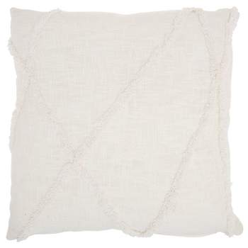 24"x24" Oversized Distressed Diamond Square Throw Pillow White - Mina Victory