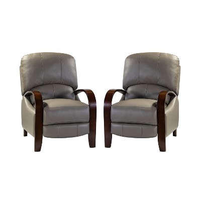 Set of 2 Alexandra Genuine Leather Manual Recliner | ARTFUL LIVING DESIGN