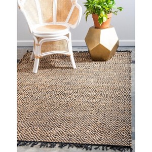 Unique Loom Braided Jute Assam Trellis Indoor Hand Made Fringe Area Rug - 1 of 4