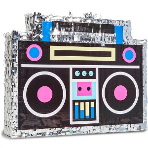 Blue Panda Boombox Pinata - 80s and 90s Theme Party Decorations, Hip Hop Party Decorations (Small, 16.5x13x3 In) - 1 of 4