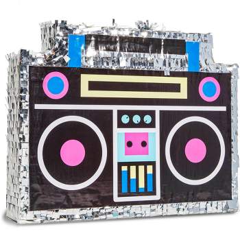 Blue Panda Boombox Pinata - 80s and 90s Theme Party Decorations, Hip Hop Party Decorations (Small, 16.5x13x3 In)